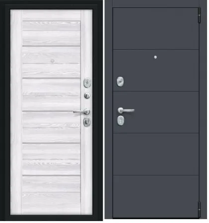 Купить Стальную дверь  Graphite Pro Riviera Ice Эко шпон ДС Porta R-3 4/П22 Graphite Pro/Riviera Ice MG/Лунный камень 205*88 Правая в Находке