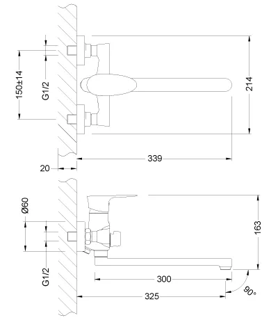 Смеситель Неро LM0251C д/ванны универсальный в Находке