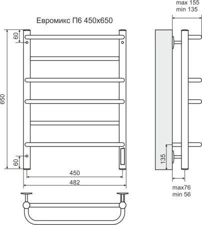 П/сушитель Евромикс П6 450*650 электро (встроен диммер) в городе Находка